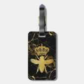 QUEEN BEE 黒と金のマーブル荷物タグ ラゲッジタグ (裏面縦)