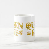 Queen Bee Gold Royal Crown Floral Honey Bee コーヒーマグカップ (中央)