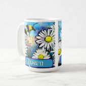 Queen Bee Whimsical Bumblebee Daisies Personalized コーヒーマグカップ (正面左)