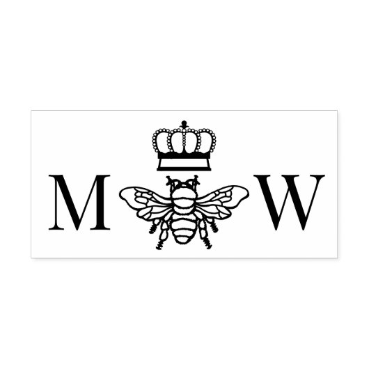 Queen Bee With Crown Couple 2 Initial Monogram セルフインキングスタンプ (デザイン)