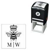 Queen Bee With Crown Wedding Couple Initials #2 セルフインキングスタンプ (インサイチュ)