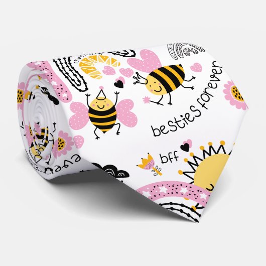 Queen Bees Best Friends Forever Cute BFF Girls ネクタイ (ロール)