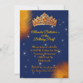 Queen Birthday Gold Orange Navy Blue Dress Party 招待状 (裏面)