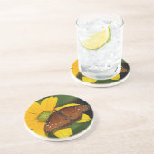 Queen Butterfly on yellow flower コースター (側面)