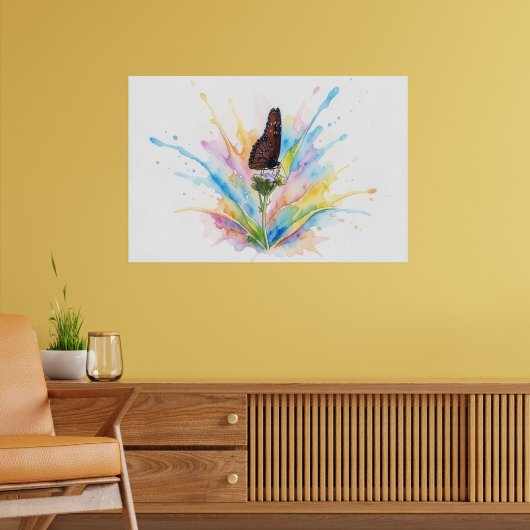 Queen Butterfly Splash Art Poster Print ポスター (リビング2)