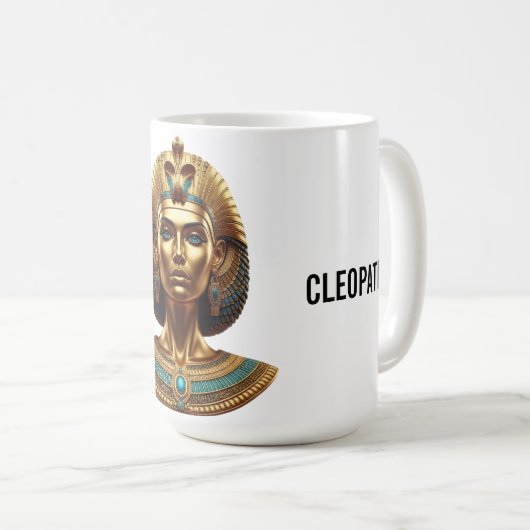 Queen Cleopatra – Golden Egyptian Majesty Art Desi コーヒーマグカップ (正面右)