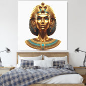 Queen Cleopatra – Golden Pharaonic Canva キャンバスプリント (インサイチュ (寝室))
