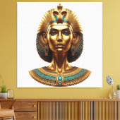 Queen Cleopatra – Golden Pharaonic Canva キャンバスプリント (インサイチュ (リビング))