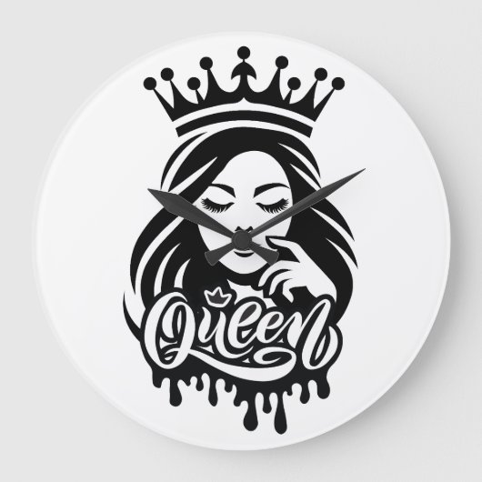 Queen Design – Elegant Royal Crown ラージ壁時計 (正面)