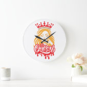 Queen Design – Elegant Royal Crown Typography for  ラージ壁時計 (ホーム)