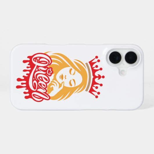 Queen Design – Elegant Royal Crown Typography for  iPhone 16ケース (裏面横)