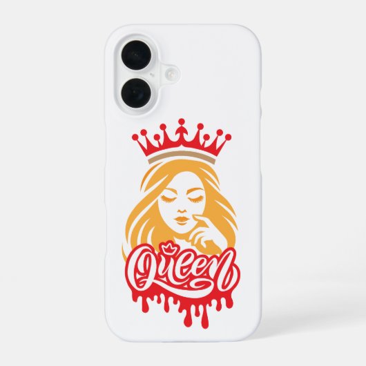 Queen Design – Elegant Royal Crown Typography for  iPhone 16ケース (裏面)