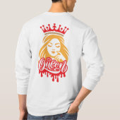 Queen Design – Elegant Royal Crown Typography for  Tシャツ (裏面)