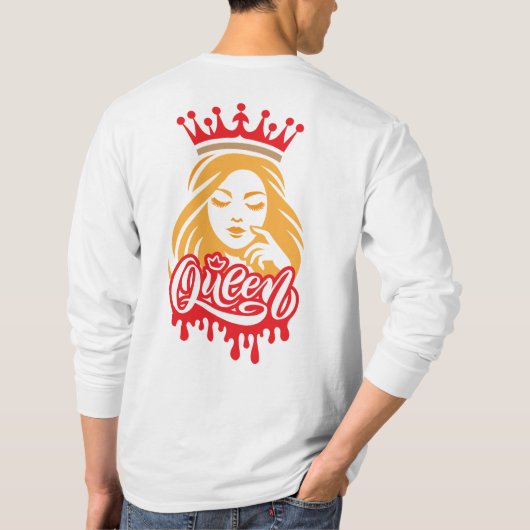 Queen Design – Elegant Royal Crown Typography for  Tシャツ (裏面)
