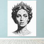 Queen Esther Calligraphy Portrait - Vintage Script キャンバスプリント (インサイチュ (ウッドフロア))