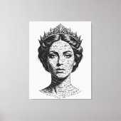 Queen Esther Calligraphy Portrait - Vintage Script キャンバスプリント (正面)