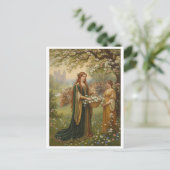Queen Guinevere Flowers Pre-Raphaelite ポストカード (スタンド正面)
