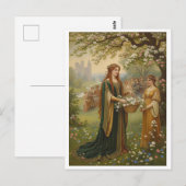 Queen Guinevere Flowers Pre-Raphaelite ポストカード (正面/裏面)