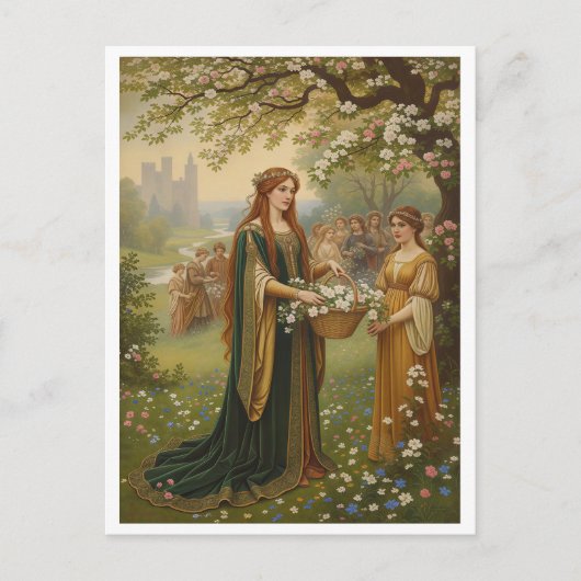 Queen Guinevere Flowers Pre-Raphaelite ポストカード (正面)