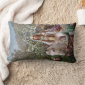 Queen Guinevere's Maying (by John Collier) ランバークッション (ブランケット)