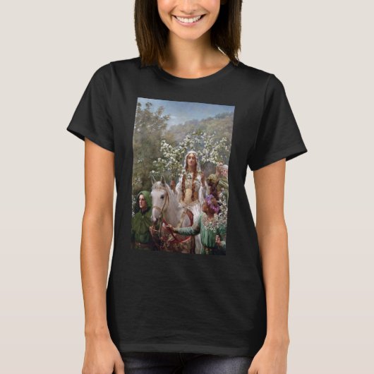 Queen Guinevere's Maying (by John Collier) Tシャツ (正面)