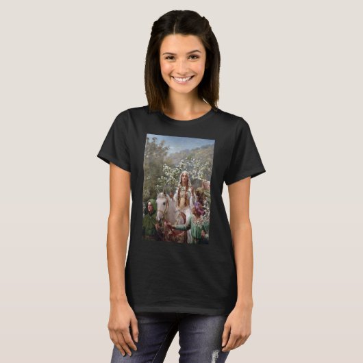 Queen Guinevere's Maying (by John Collier) Tシャツ (正面フル)