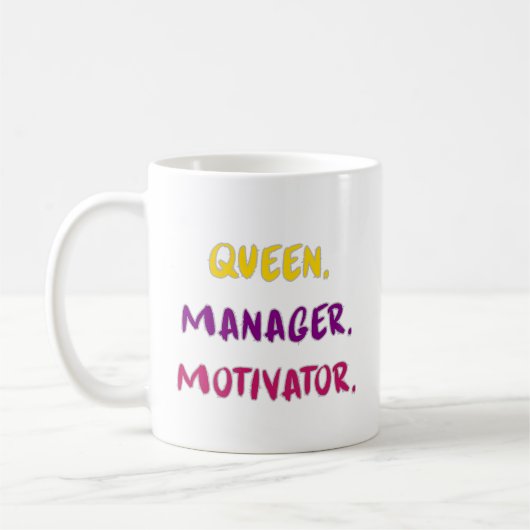Queen Manager Motivator Brush Script Typography コーヒーマグカップ (左)