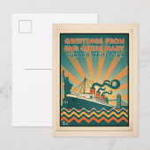 Queen Mary Cunard Lines Retro ポストカード (正面/裏面)