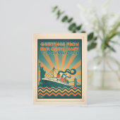 Queen Mary Cunard Lines Retro ポストカード (スタンド正面)