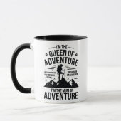Queen of Adventure Hiking Mum Typography Design マグカップ (左)