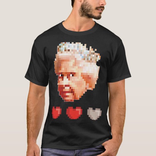 Queen of England retro video game pixel 3は彼に住んでいる Tシャツ (正面)