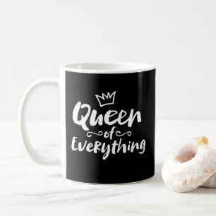 QUEEN of everything – ホワイトブラシレタリング おもしろい コーヒーマグカップ