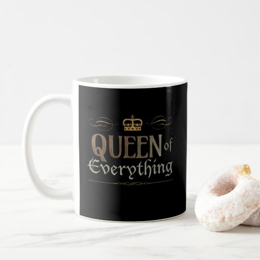 QUEEN of Everything -ボス中世王室の王冠 コーヒーマグカップ (ドーナツ)