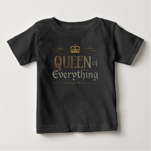 QUEEN of Everything -金ゴールド王室のクラウンレタリング ベビーTシャツ