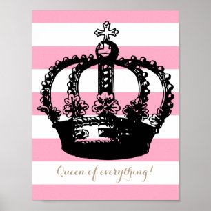 Queen of Everything Striped Crown Poster ポスター