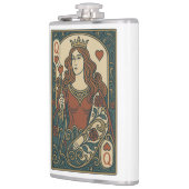 Queen of Hearts — Art Nouveau Rosework Portrait フラスク (左)