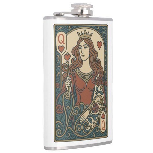 Queen of Hearts — Art Nouveau Rosework Portrait フラスク (右)