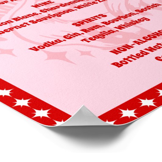 Queen of Hearts Bachelorette Cocktail Menu Sign ポスター (角)