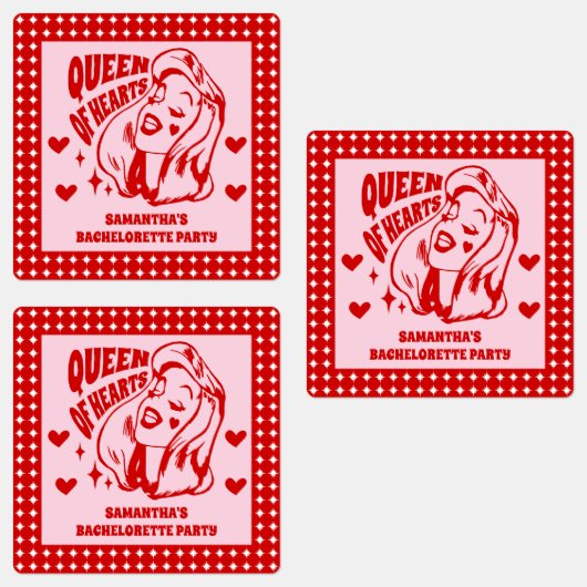 Queen Of Hearts Bachelorette Party Drink Labels ラベル (グループ)