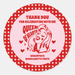 Queen of Hearts Bachelorette Party Favor Stickers ラウンドシール