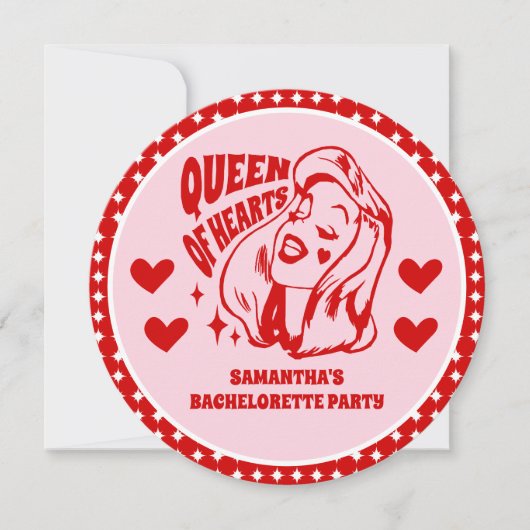 Queen of Hearts Bachelorette Party Invitation 招待状 (正面)