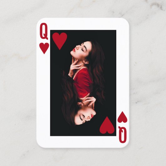 Queen of Hearts Feminine Photo QR Code Hairdresser 名刺 (正面)