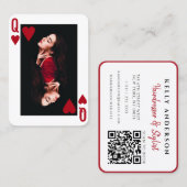 Queen of Hearts Feminine Photo QR Code Hairdresser 名刺 (正面/裏面)