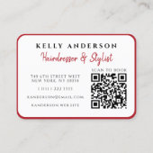 Queen of Hearts Feminine Photo QR Code Hairdresser 名刺 (裏面)