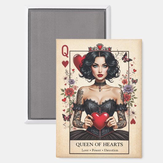 Queen of Hearts Gothic Tarot Fridge Magnet  マグネット (正面/裏面)