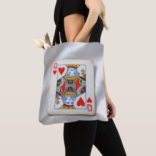 Queen of Hearts On White Satin Fabric トートバッグ (クローズアップ)