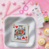 Queen of Hearts On White Satin Fabric ペーパープレート (パーティー)