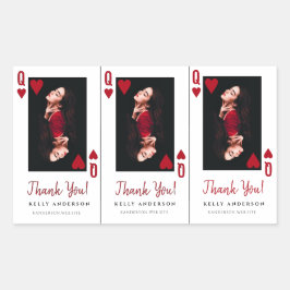 Queen of Hearts Photo Hairdresser Thank You 長方形シール