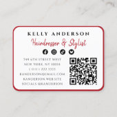 Queen of Hearts Photo QR Code Social Hairdresser 名刺 (裏面)