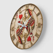 Queen of Hearts Playing Card Elegant Casino Queen ラージ壁時計 (傾斜)